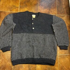 L.L. Bean Made in Norway Wool Blue and Gray Sweater